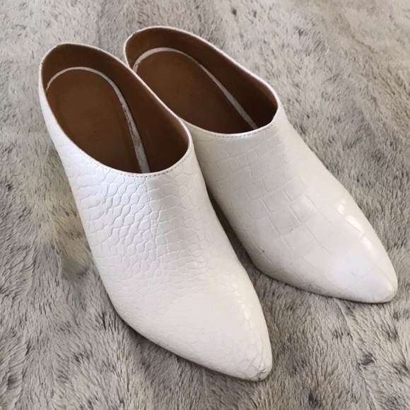 White snake croc booties 8 gold metallic wedge embossed mules beau & ashe rare - Picture 2 of 6